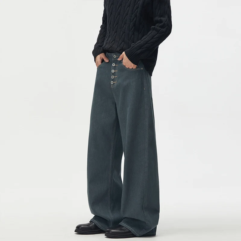 Herren Marlene-Denimhose im ultraweiten Baggy-Cut mit sichtbarer Knopfleiste Nord Taschen