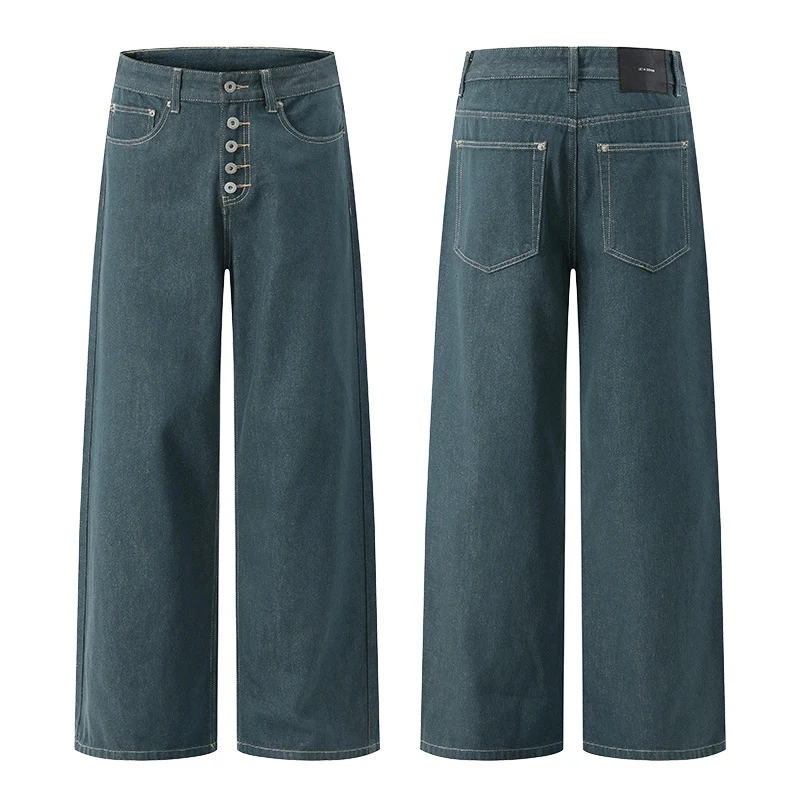 Herren Marlene-Denimhose im ultraweiten Baggy-Cut mit sichtbarer Knopfleiste Nord Taschen