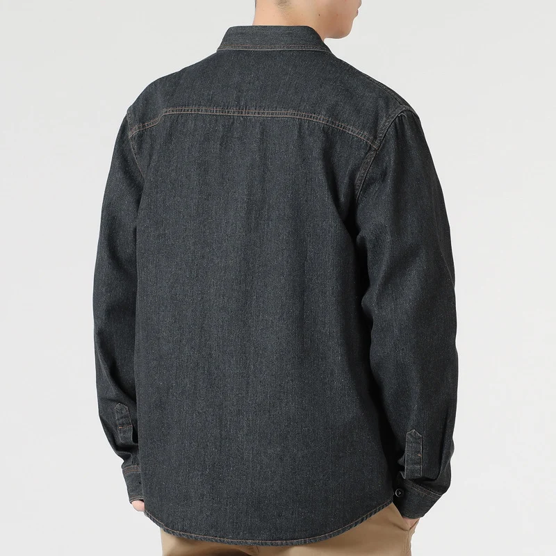 Herren Lockeres Denim-Overshirt mit aufgesetzten Brusttaschen und durchgehender Knopfleiste Nord Taschen
