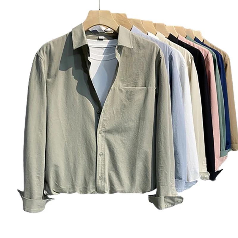 Herren Lockeres Baumwoll-Overshirt mit Brusttasche und leichter Struktur Nord Taschen