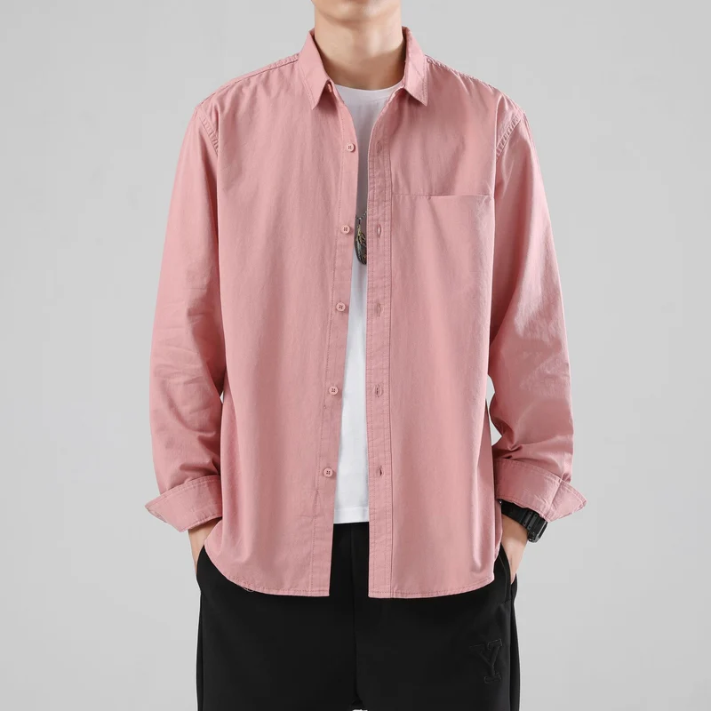 Herren Lockeres Baumwoll-Overshirt mit Brusttasche und leichter Struktur Nord Taschen