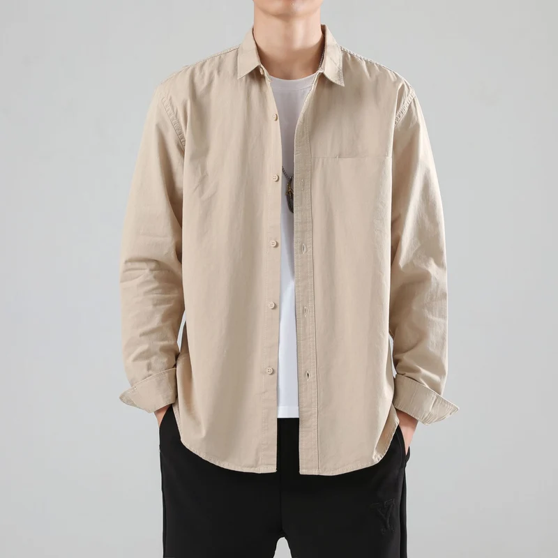 Herren Lockeres Baumwoll-Overshirt mit Brusttasche und leichter Struktur Nord Taschen