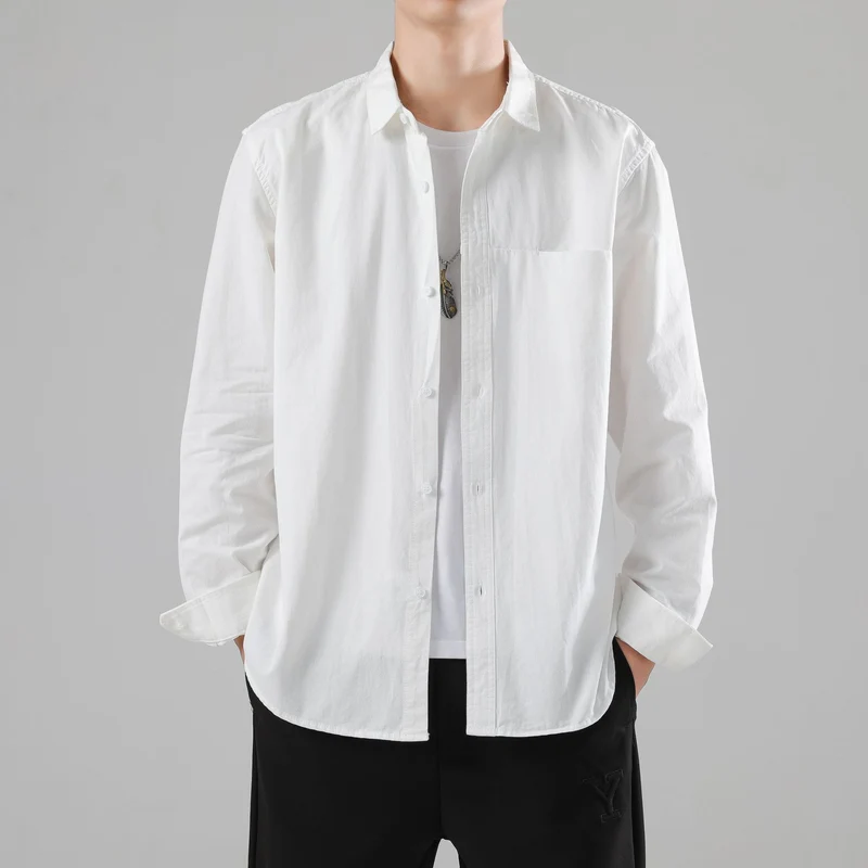 Herren Lockeres Baumwoll-Overshirt mit Brusttasche und leichter Struktur Nord Taschen