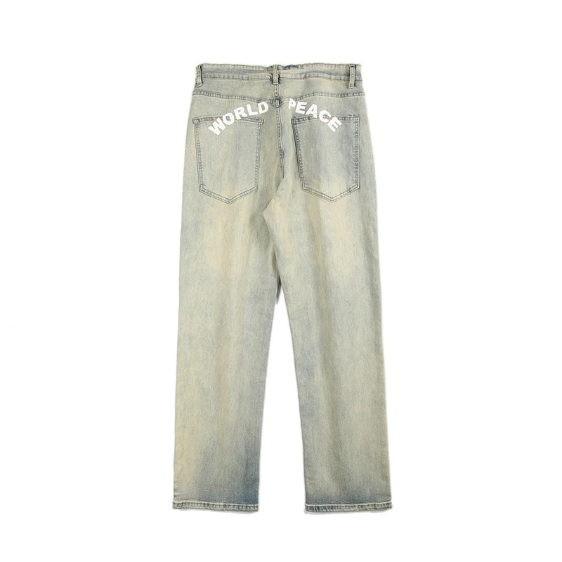 Herren Lockere Straight-Denim-Jeans mit leichter Stonewash-Optik und tiefem Schritt Nord Taschen