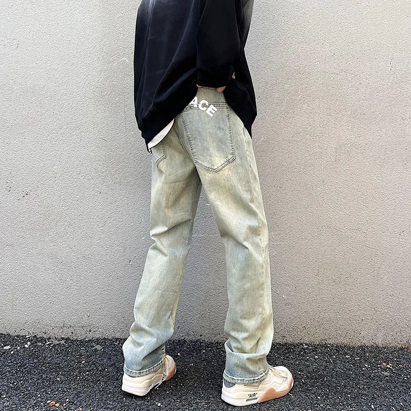 Herren Lockere Straight-Denim-Jeans mit leichter Stonewash-Optik und tiefem Schritt Nord Taschen