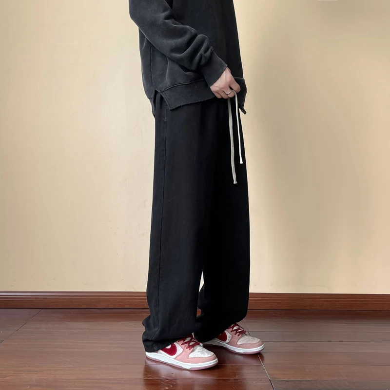 Herren locker sitzende Jeanshose im Oversize-Baggy-Stil mit Tunnelzug Nord Taschen