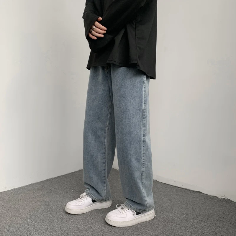 Herren Locker-sitzende Denim-Hose mit elastischem Tunnelzugbund und weitem Bein Nord Taschen