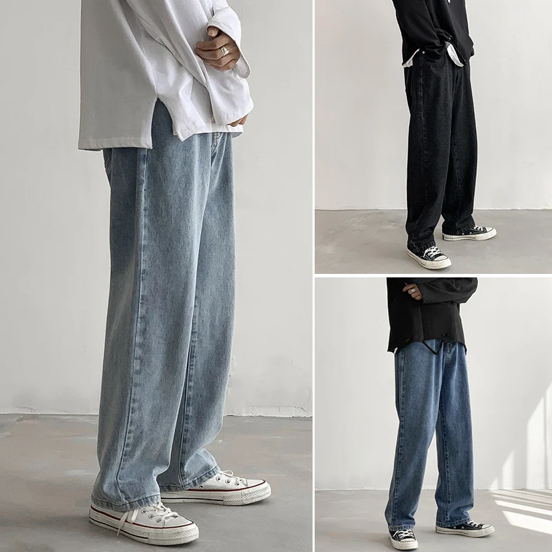Herren Locker geschnittene Straight-Relax Denim-Hose mit verlängertem Saum Nord Taschen