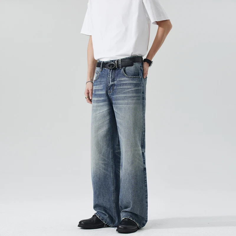 Herren Locker geschnittene Stonewashed-Denim-Jeans mit extra weitem Bein Nord Taschen