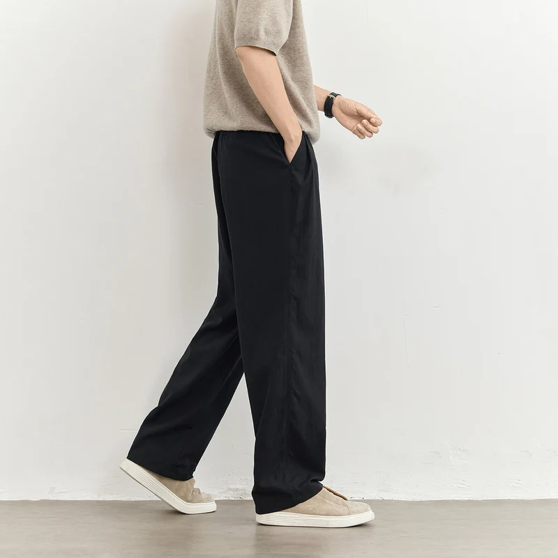 Herren Leichte Leinenhose mit Tunnelzug und geradem Bein Nord Taschen