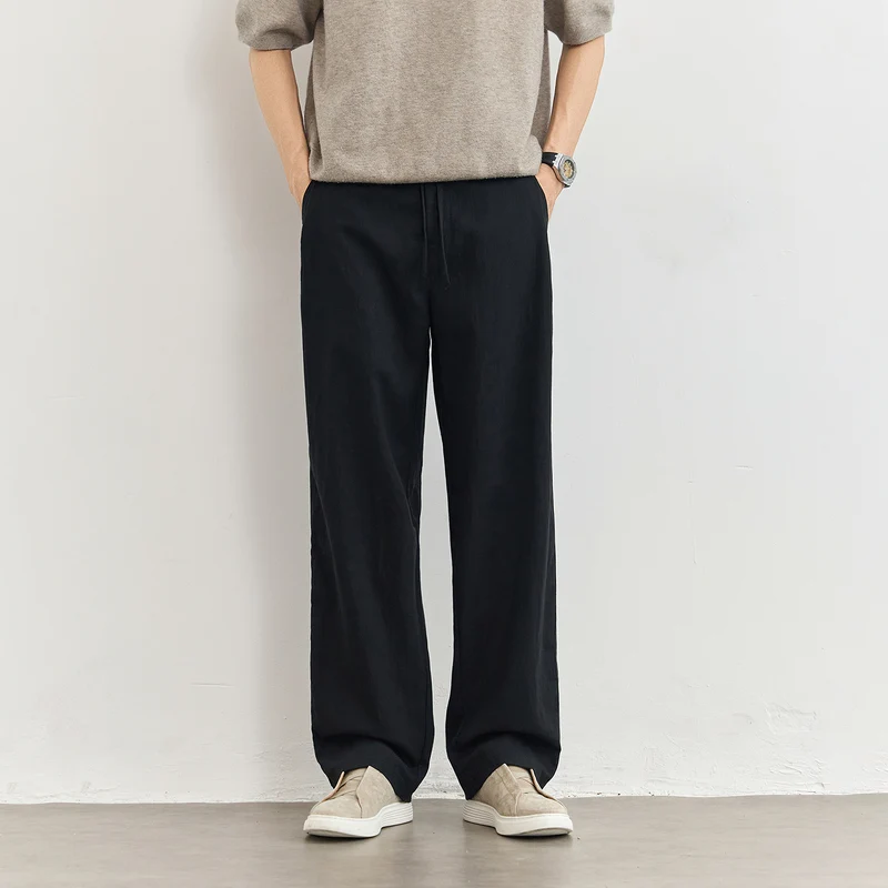 Herren Leichte Leinenhose mit Tunnelzug und geradem Bein Nord Taschen