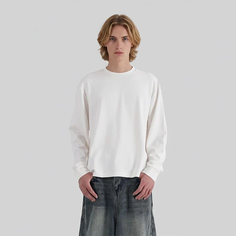 Herren Langarm-Shirt aus feiner Rippstruktur mit Rundhalsausschnitt Nord Taschen