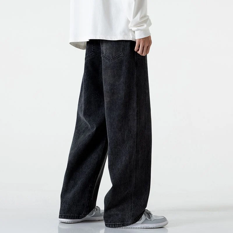 Herren Komfort-Denim-Hose mit elastischem Bund, kontrast-Tunnelzug und geradem Oversize-Bein Nord Taschen
