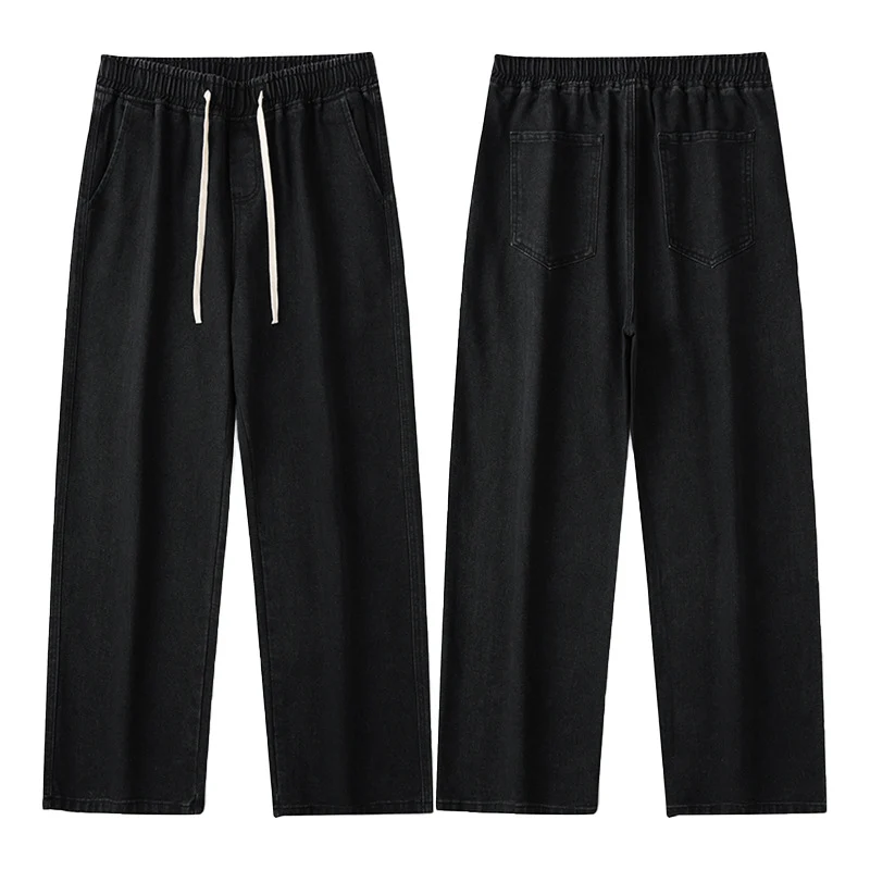 Herren Komfort-Denim-Hose mit elastischem Bund, kontrast-Tunnelzug und geradem Oversize-Bein Nord Taschen