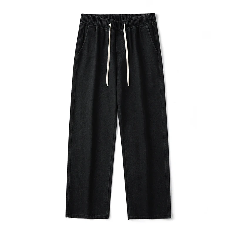 Herren Komfort-Denim-Hose mit elastischem Bund, kontrast-Tunnelzug und geradem Oversize-Bein Nord Taschen