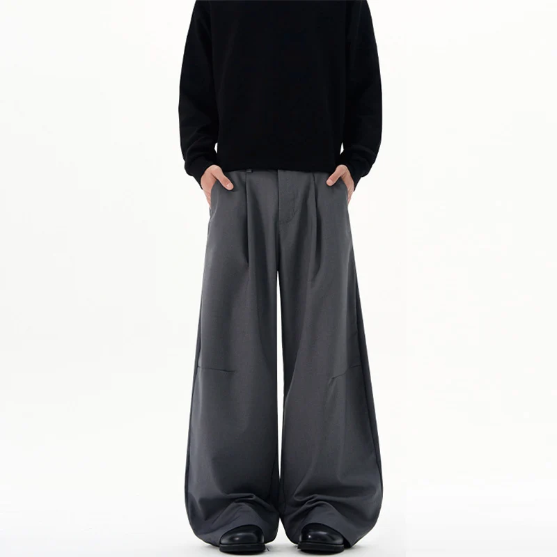 Herren Fließende Weite Bundfaltenhose im Marlene‑Stil mit seitlichen Beinpanelen Nord Taschen
