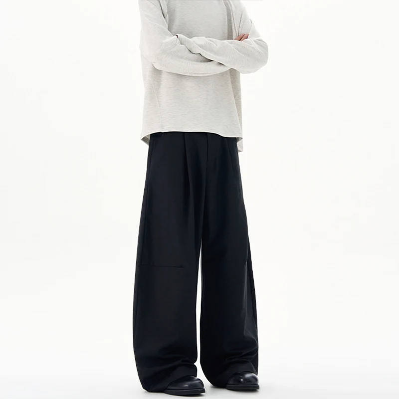 Herren Fließende Weite Bundfaltenhose im Marlene‑Stil mit seitlichen Beinpanelen Nord Taschen