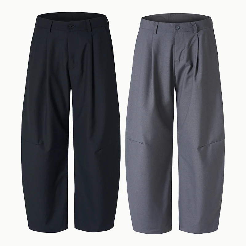 Herren Fließende Weite Bundfaltenhose im Marlene‑Stil mit seitlichen Beinpanelen Nord Taschen