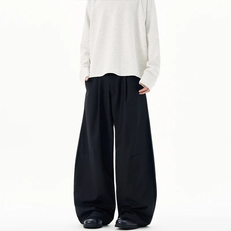Herren Fließende Weite Bundfaltenhose im Marlene‑Stil mit seitlichen Beinpanelen Nord Taschen