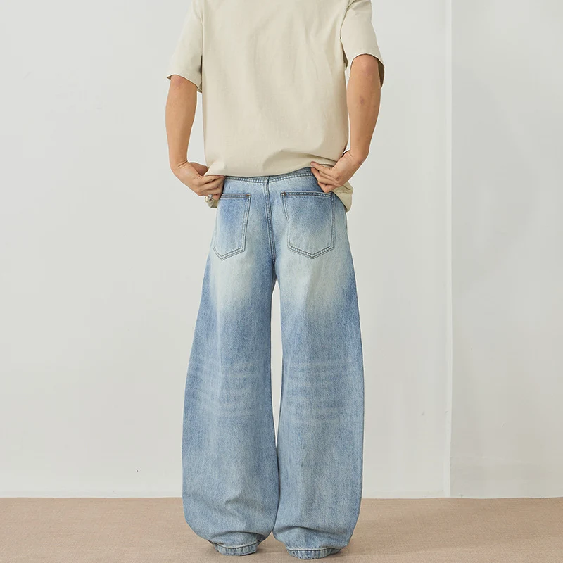 Herren Extreme Baggy-Denimhose im bodenlangen Palazzoschnitt mit tiefem Schritt Nord Taschen