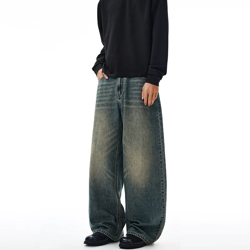Herren Extrem weite Vintage-Denim Baggy-Jeans mit tiefem Schritt Nord Taschen