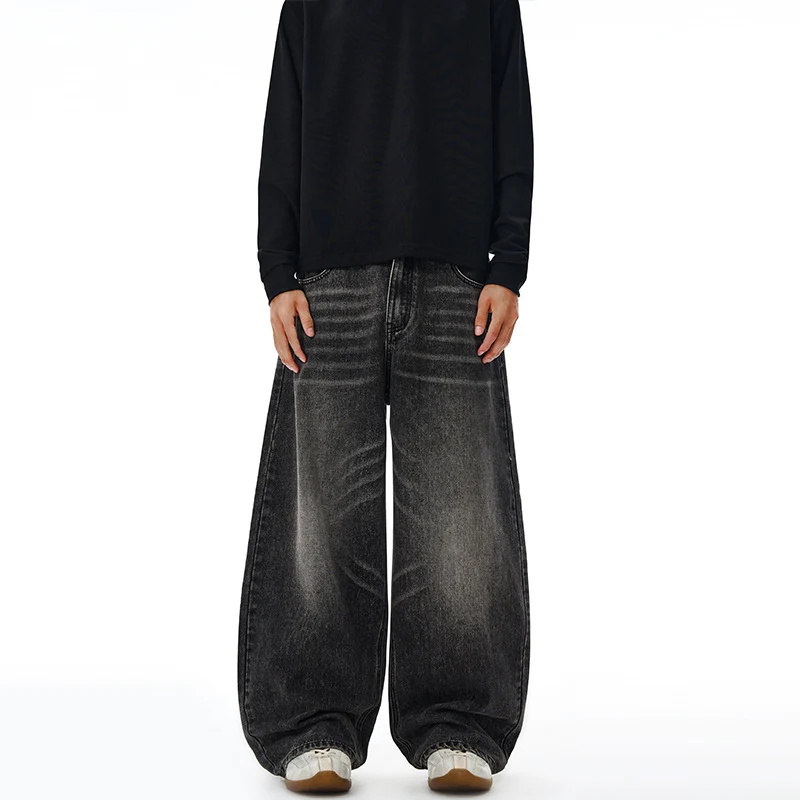 Herren Extrem weite Vintage-Denim Baggy-Jeans mit tiefem Schritt Nord Taschen