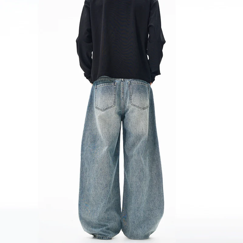 Herren Extrem weite Vintage-Denim Baggy-Jeans mit tiefem Schritt Nord Taschen
