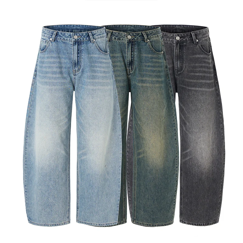 Herren Extrem weite Vintage-Denim Baggy-Jeans mit tiefem Schritt Nord Taschen