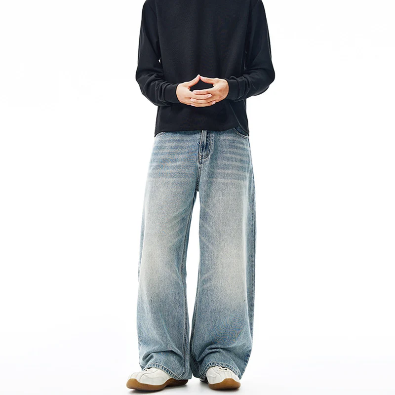 Herren Extrem weite Vintage-Denim Baggy-Jeans mit tiefem Schritt Nord Taschen