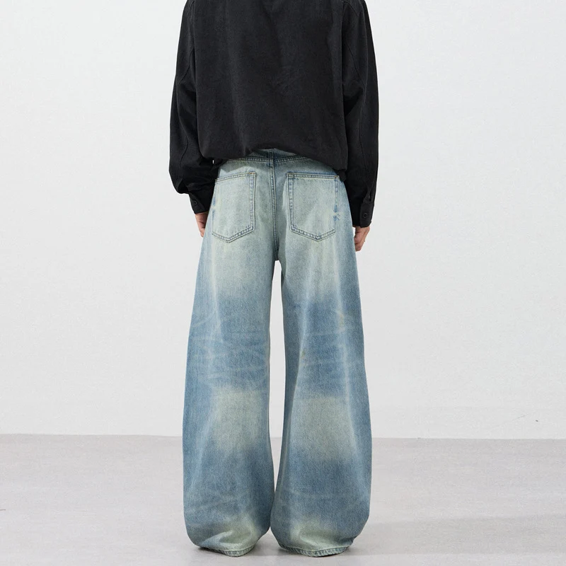 Herren Extraweite Zweiton-Denim-Palazzohose mit Block-Panelen und tiefem Schritt Nord Taschen