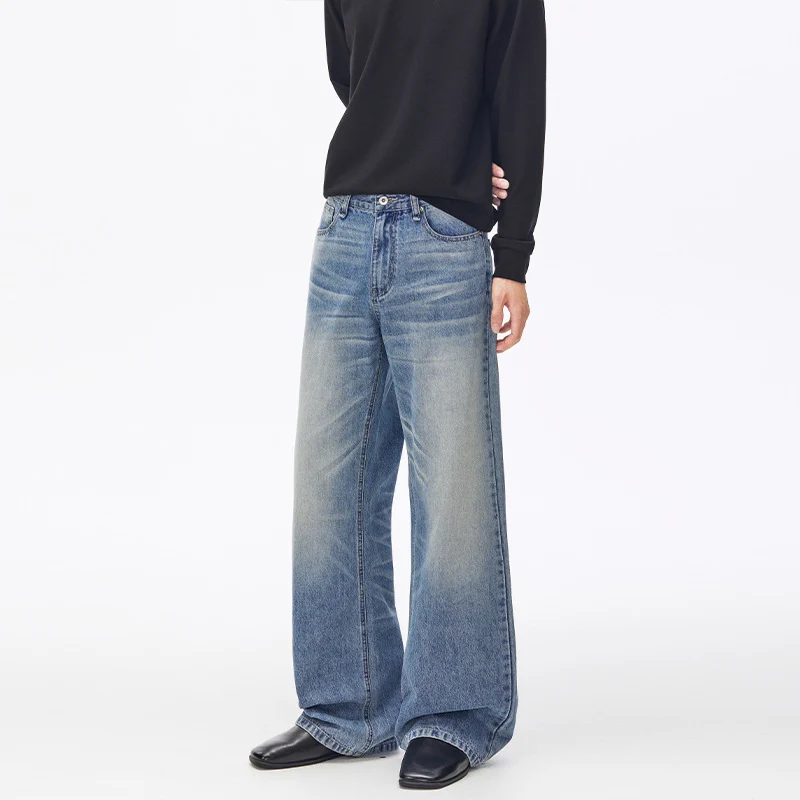 Herren Extraweite Vintage-Denim Baggy-Jeans mit tiefem Schritt und verlängertem Saum Nord Taschen