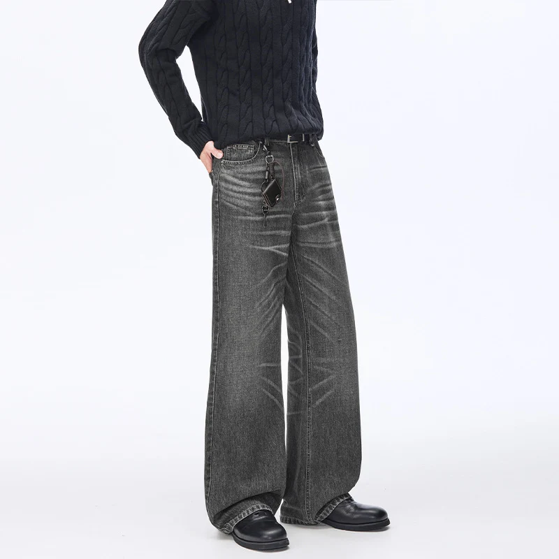 Herren Extraweite Vintage-Denim Baggy-Jeans mit tiefem Schritt und verlängertem Saum Nord Taschen