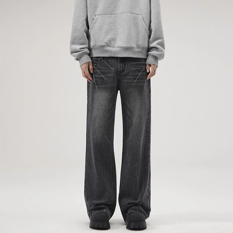 Herren Extraweite Vintage-Baggy-Jeans mit tiefem Schritt und weitem Saum Nord Taschen