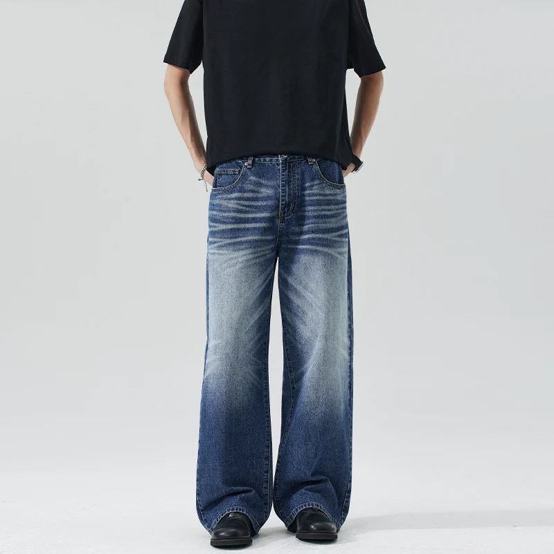 Herren Extraweite Stonewashed-Denim-Jeans mit starkem Fade-Effekt Nord Taschen