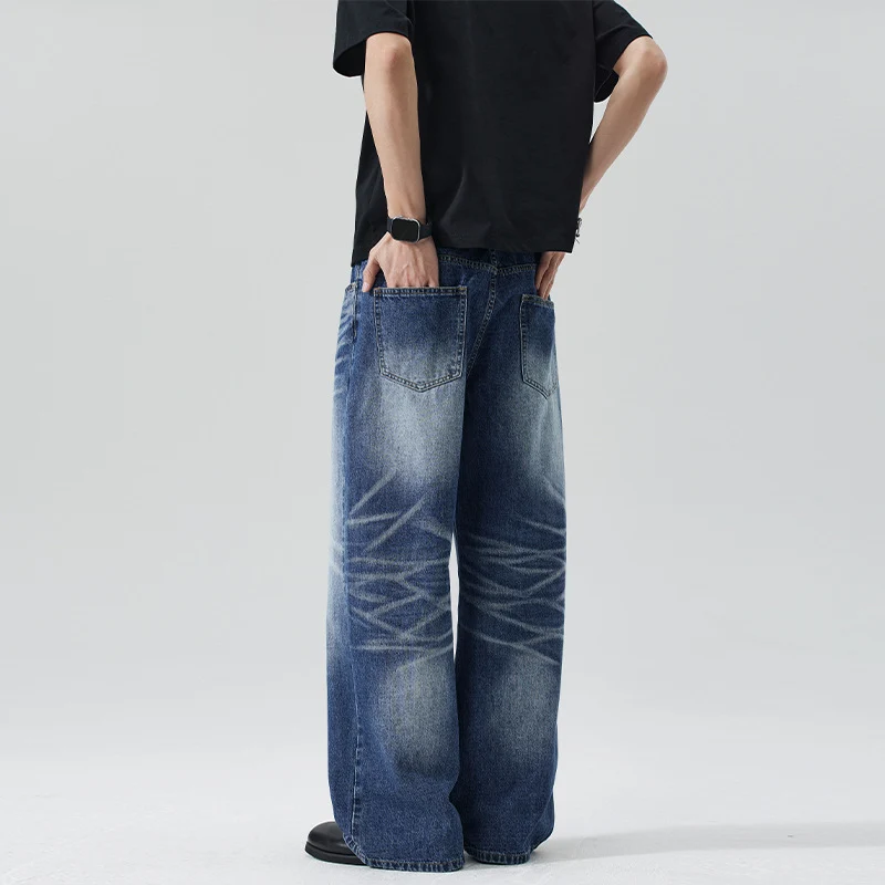 Herren Extraweite Stonewashed-Denim-Jeans mit starkem Fade-Effekt Nord Taschen