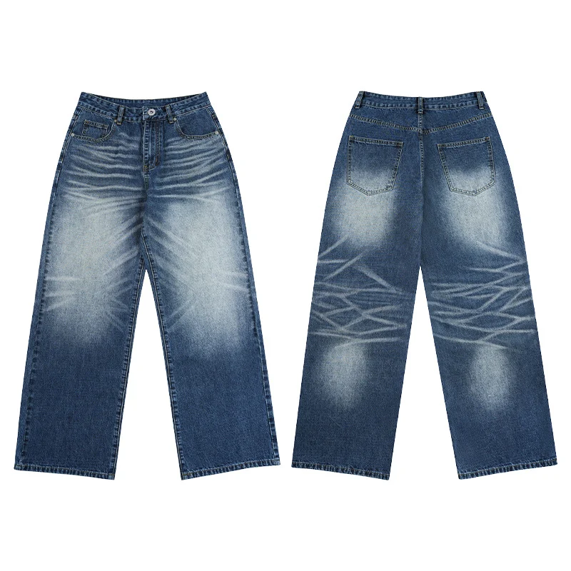 Herren Extraweite Stonewashed-Denim-Jeans mit starkem Fade-Effekt Nord Taschen