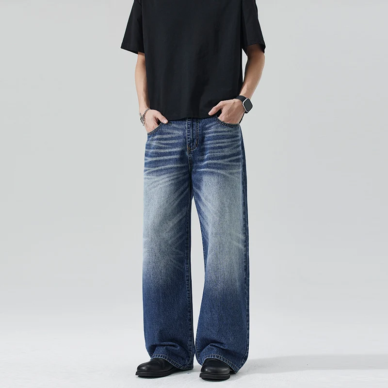 Herren Extraweite Stonewashed-Denim-Jeans mit starkem Fade-Effekt Nord Taschen
