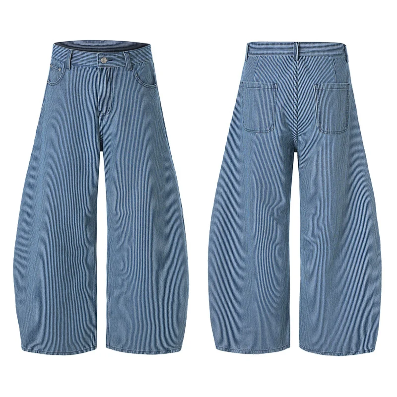 Herren Extraweite Pinstripe‑Palazzohose mit tiefem Schritt und fließender Silhouette Nord Taschen