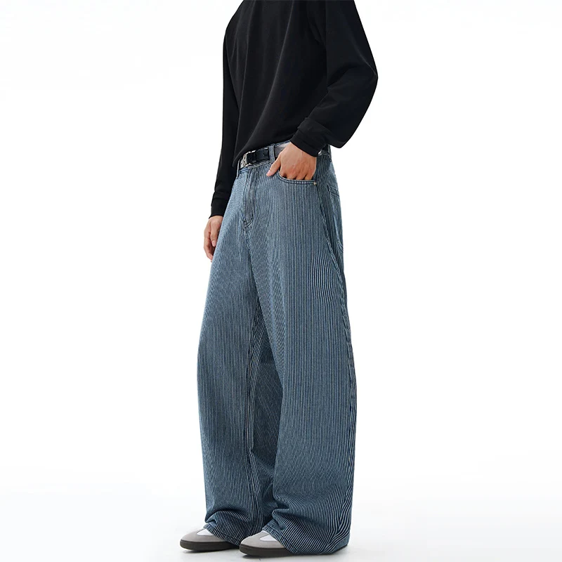Herren Extraweite Pinstripe‑Palazzohose mit tiefem Schritt und fließender Silhouette Nord Taschen