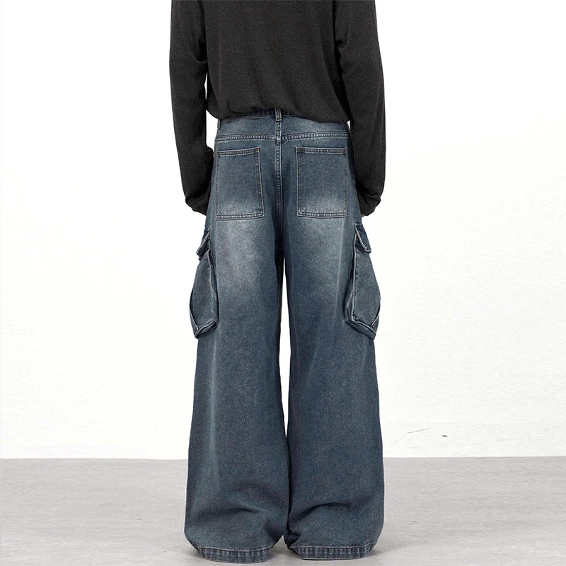 Herren Extraweite Paneel-Denim-Cargohose im weiten Baggy-Cut mit Kniepaneelen Nord Taschen
