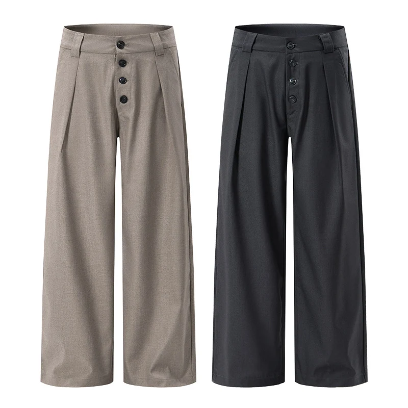 Herren Extraweite hochgeschnittene Bundfalten-Hose mit weitem Schlag Nord Taschen