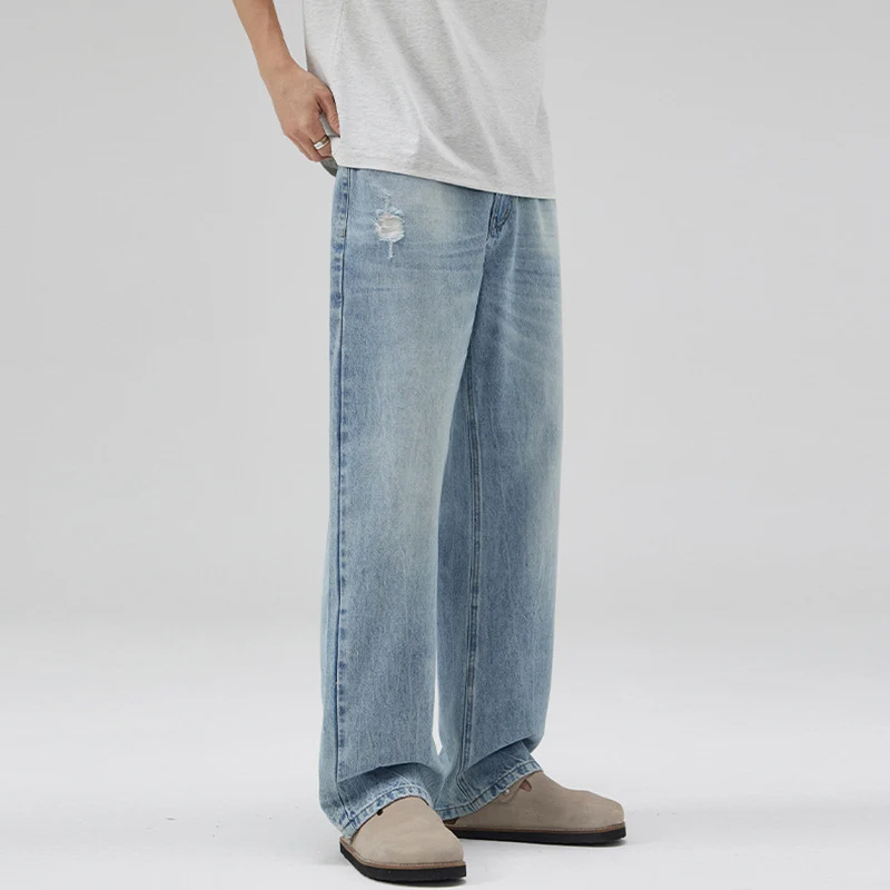 Herren Extraweite Denimhose mit entspanntem Schnitt und bodenlangem Saum Nord Taschen