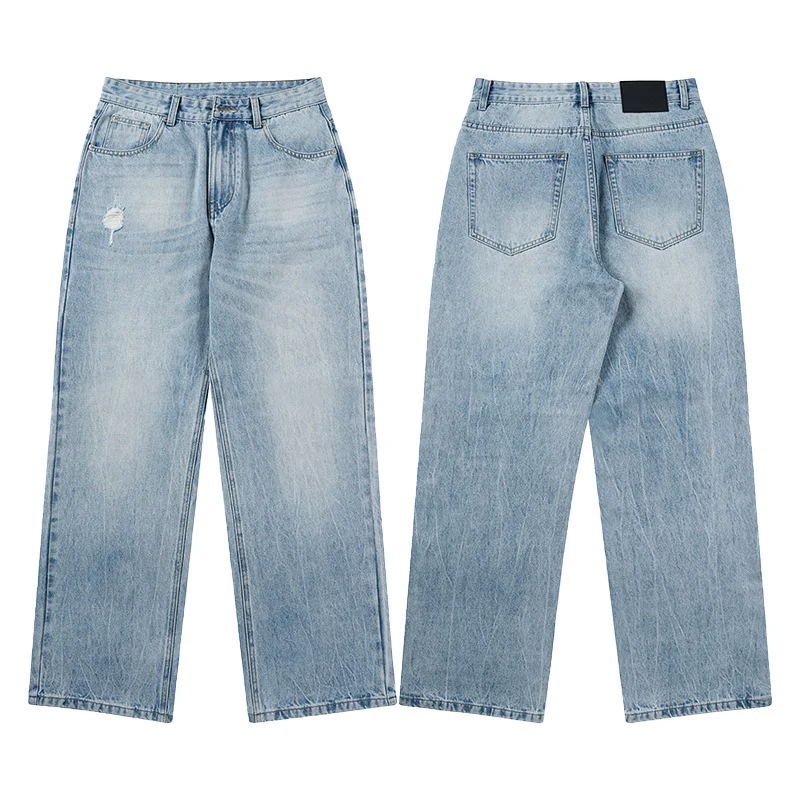 Herren Extraweite Denimhose mit entspanntem Schnitt und bodenlangem Saum Nord Taschen