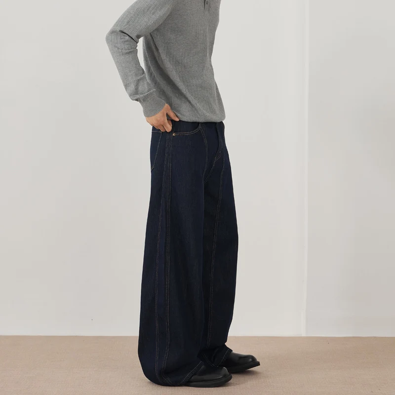 Herren Extraweite Denim-Palazzohose mit vertikalen Nahtpaneelen und bodenlanger Silhouette Nord Taschen