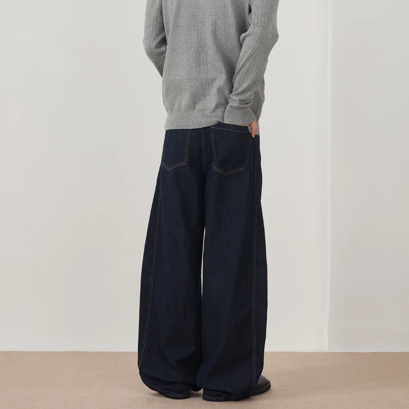 Herren Extraweite Denim-Palazzohose mit vertikalen Nahtpaneelen und bodenlanger Silhouette Nord Taschen