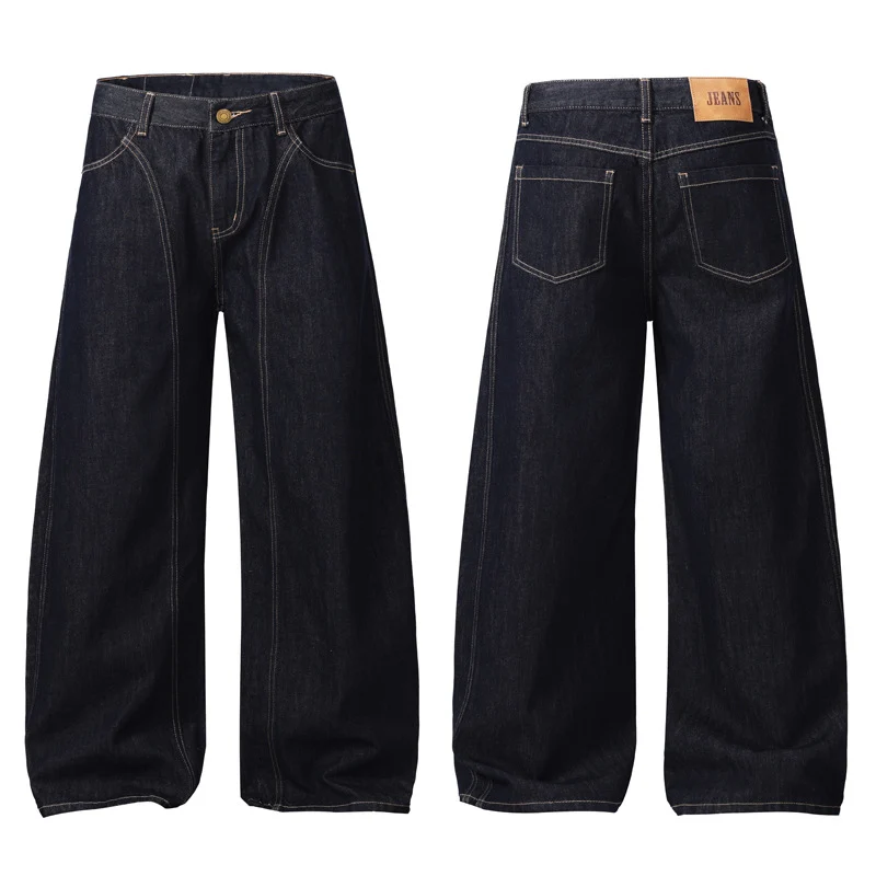 Herren Extraweite Denim-Palazzohose mit vertikalen Nahtpaneelen und bodenlanger Silhouette Nord Taschen