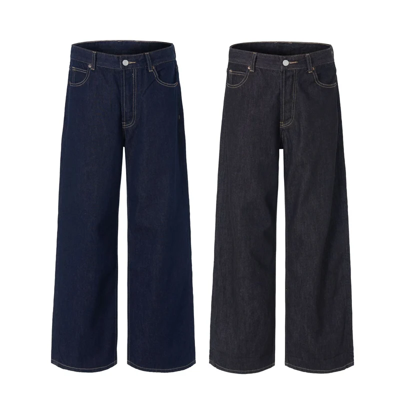 Herren Extraweite Denim-Palazzohose mit hoher Taille und verlängertem Saum Nord Taschen