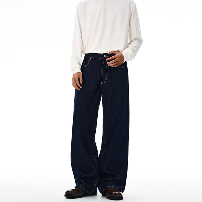 Herren Extraweite Denim-Palazzohose mit hoher Taille und verlängertem Saum Nord Taschen