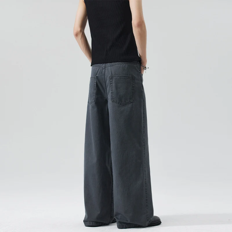 Herren Extraweite Denim-Hose mit sichtbarer Knopfleiste und bodenlangem Palazzoschnitt Nord Taschen