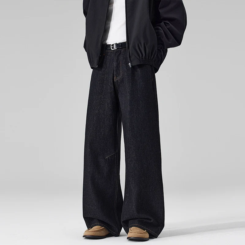Herren Extraweite Denim-Hose mit hoher Taille und Oversized-Silhouette Nord Taschen